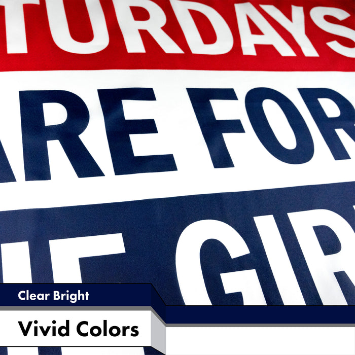 G128 Combo Pack: American USA Flag 3x5 Ft & Saturdays are for the Girls Flag 3x5 Ft | Both LiteWeave Pro Series Printed 150D Polyester, Brass Grommets
