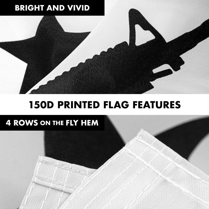 G128 Combo Pack: 6 Feet Tangle Free Spinning Flagpole (Silver) Come and Take It Rifle Flag 3x5 ft Printed 150D Brass Grommets (Flag Included) Aluminum Flag Pole