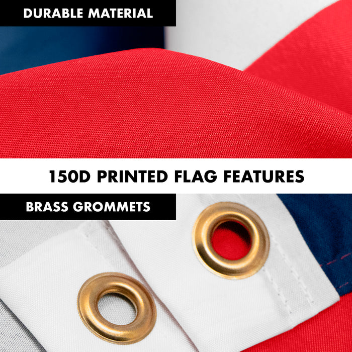 G128 Combo Pack: 6 Feet Tangle Free Spinning Flagpole (Silver) Open House Flag 3x5 ft Printed 150D Brass Grommets (Flag Included) Aluminum Flag Pole