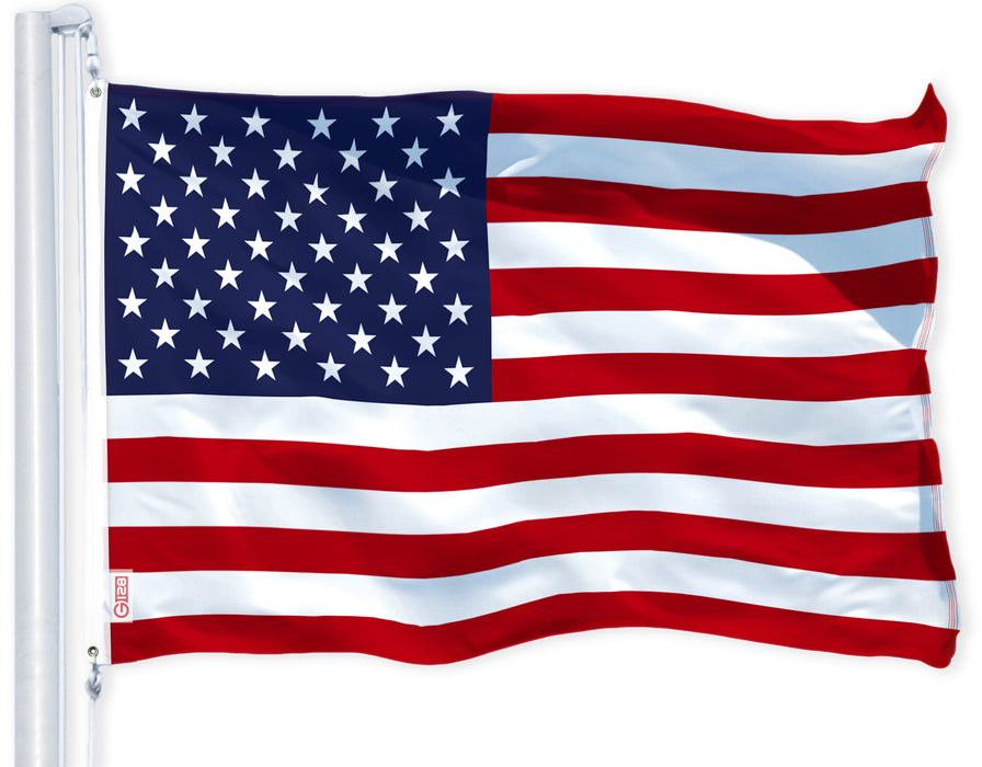 G128 Combo Pack: American USA Flag 3x5 Ft & Alamo 1824 Flag 3x5 Ft, Both Printed 150D Polyester, Indoor/Outdoor, Brass Grommets