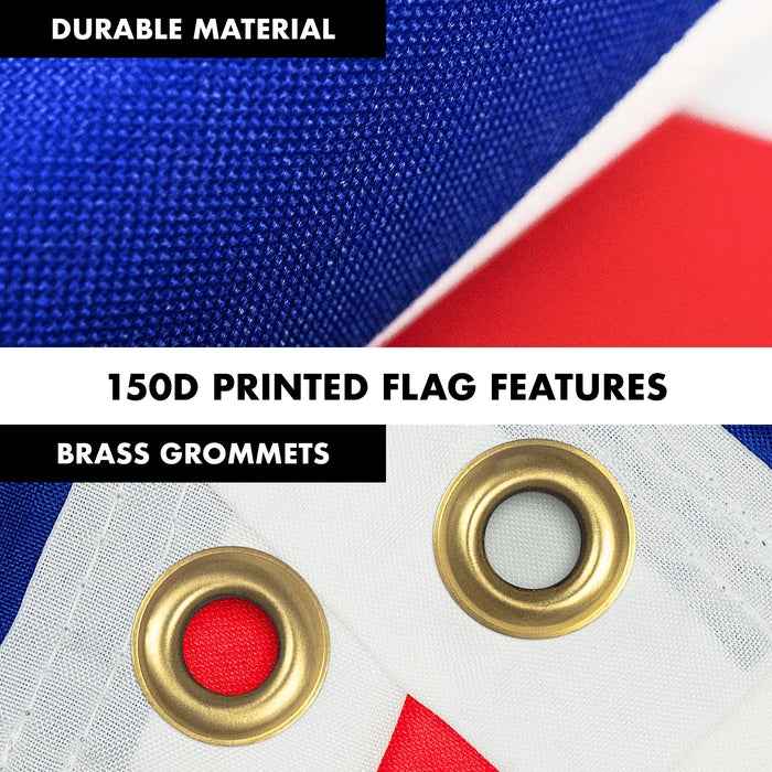 G128 Combo Pack: 6 Feet Tangle Free Spinning Flagpole (Silver) France French Flag 3x5 ft Printed 150D Brass Grommets (Flag Included) Aluminum Flag Pole