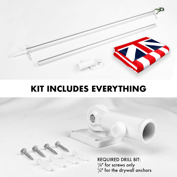 G128 Combo Pack: 6 Feet Tangle Free Spinning Flagpole (Silver) Grand Union Flag 3x5 ft Printed 150D Brass Grommets (Flag Included) Aluminum Flag Pole