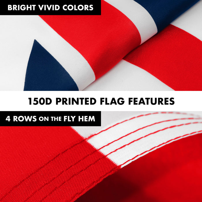 G128 Combo Pack: 6 Feet Tangle Free Spinning Flagpole (Silver) Grand Union Flag 3x5 ft Printed 150D Brass Grommets (Flag Included) Aluminum Flag Pole