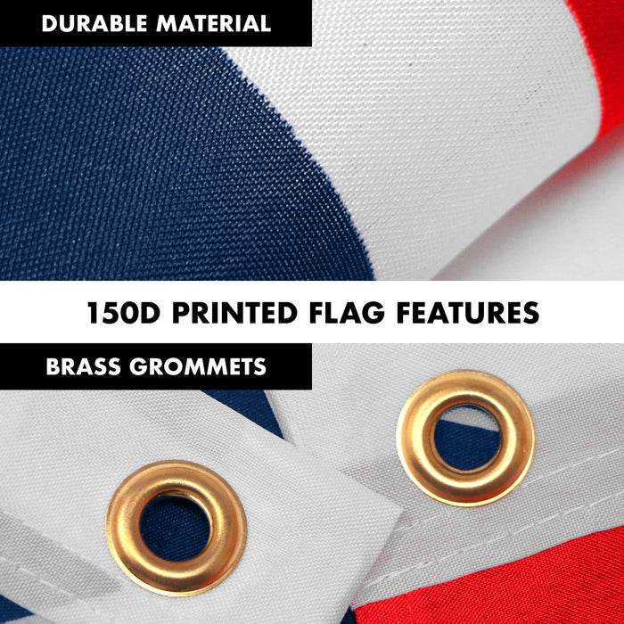 G128 Combo Pack: 6 Feet Tangle Free Spinning Flagpole (Black) Grand Union Flag 3x5 ft Printed 150D Brass Grommets (Flag Included) Aluminum Flag Pole