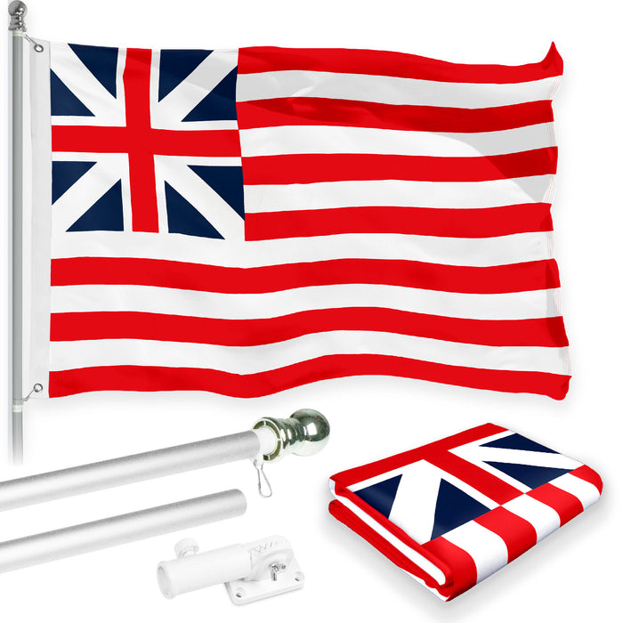 G128 Combo Pack: 6 Feet Tangle Free Spinning Flagpole (Silver) Grand Union Flag 3x5 ft Printed 150D Brass Grommets (Flag Included) Aluminum Flag Pole