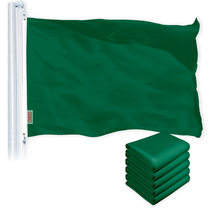 Solid Dark Green Color Flag 3x5 Ft 5-Pack Printed 150D Polyester By G128