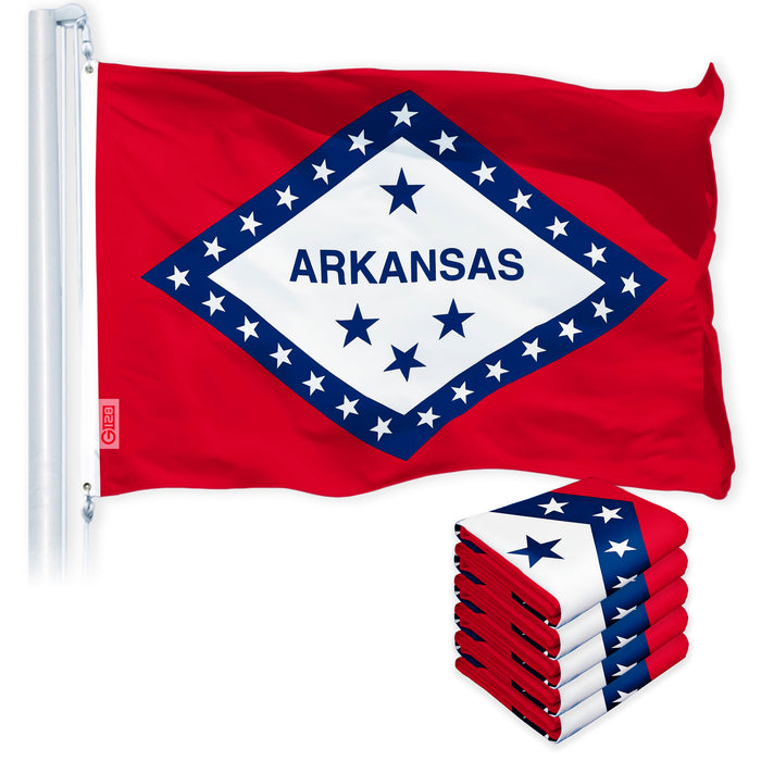 Arkansas AR State Flag 3x5 Ft 5-Pack 150D Printed Polyester By G128