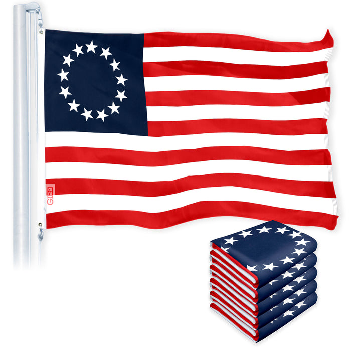 Betsy Ross Flag 3x5 Ft 5-Pack 150D Printed Polyester By G128