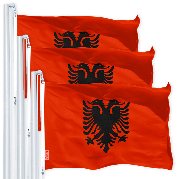 Albania Albanian Flag 3x5 Ft 3-Pack 150D Printed Polyester By G128