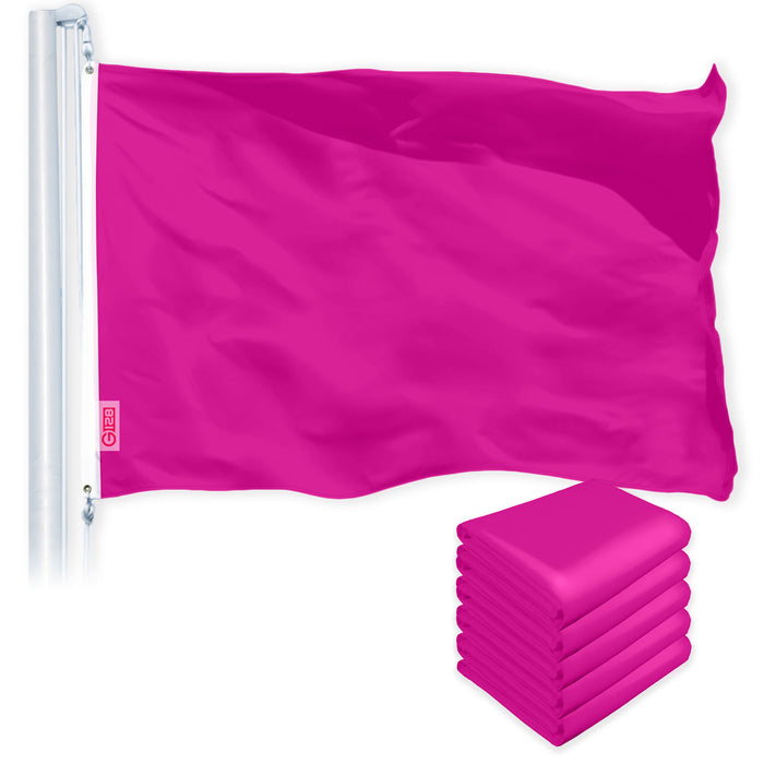 Solid Pink Color Flag 3x5 Ft 5-Pack Printed 150D Polyester By G128