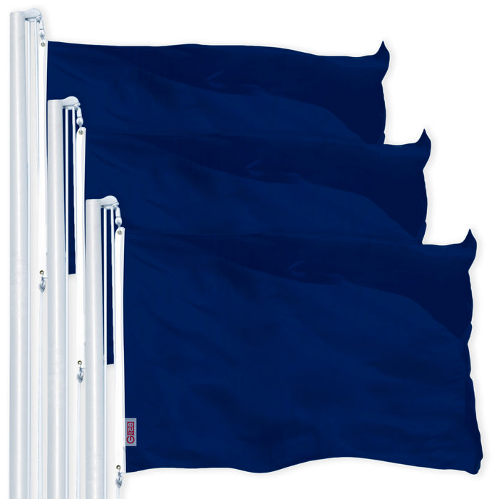 Solid Blue Color Flag 3x5 Ft 3-Pack Printed 150D Polyester By G128