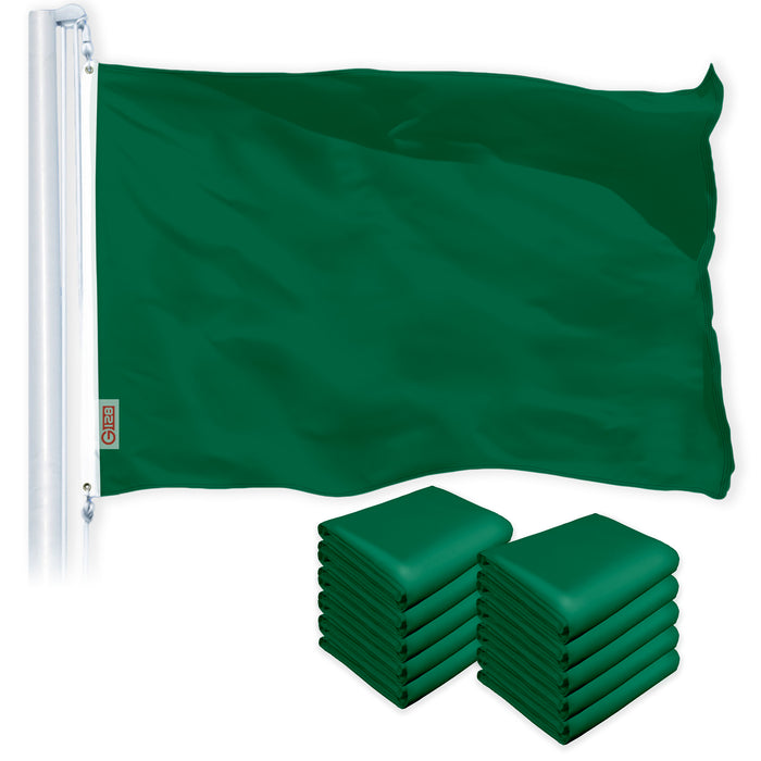 Solid Dark Green Color Flag 3x5 Ft 10-Pack Printed 150D Polyester By G128