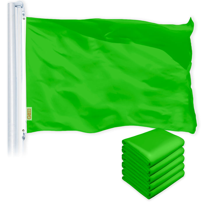 Solid Lime Green Color Flag 3x5 Ft 5-Pack Printed 150D Polyester By G128