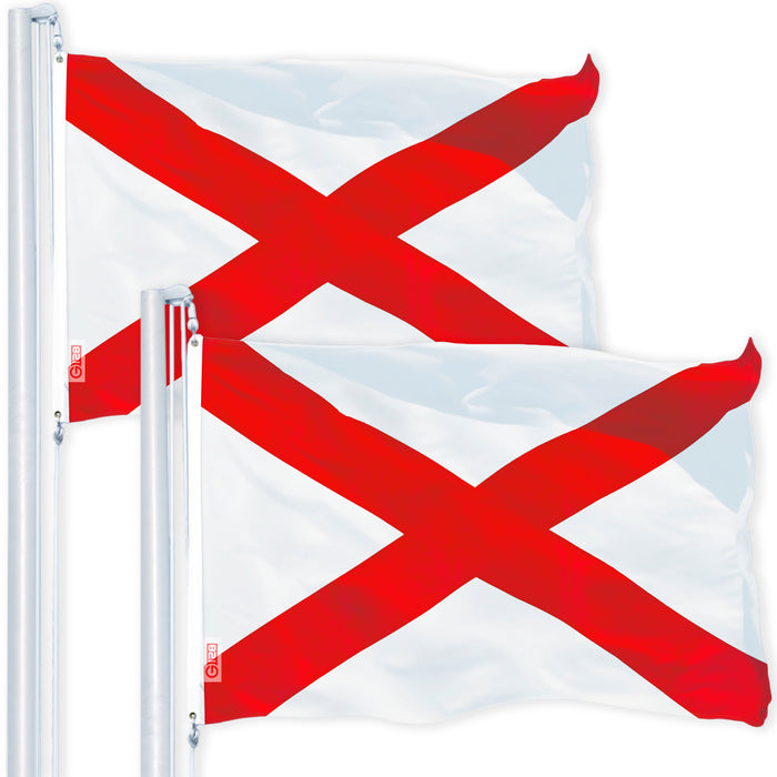 Alabama AL State Flag 3x5 Ft 2-Pack 150D Printed Polyester By G128