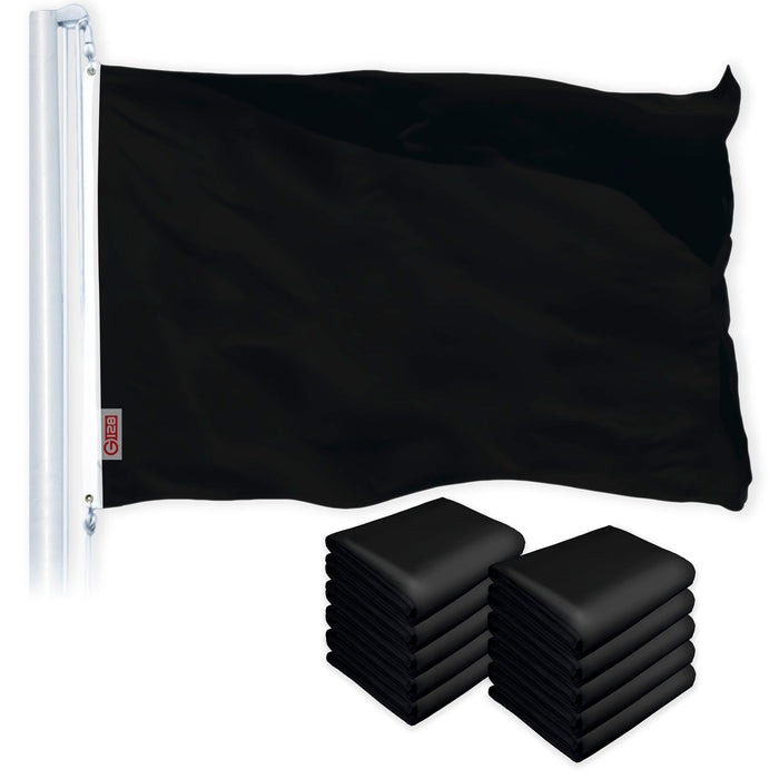 Solid Black Color Flag 3x5 Ft 10-Pack Printed 150D Polyester By G128