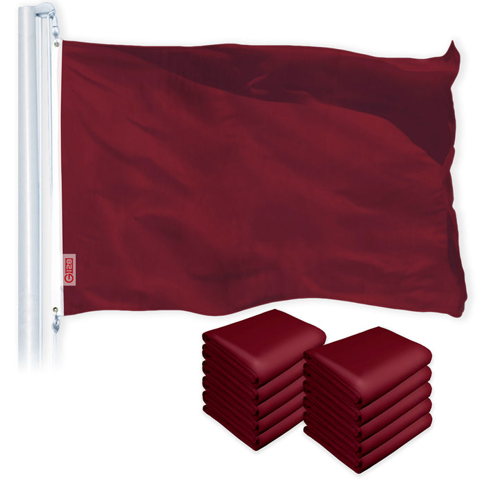 Solid Burgundy Color Flag 3x5 Ft 10-Pack Printed 150D Polyester By G128