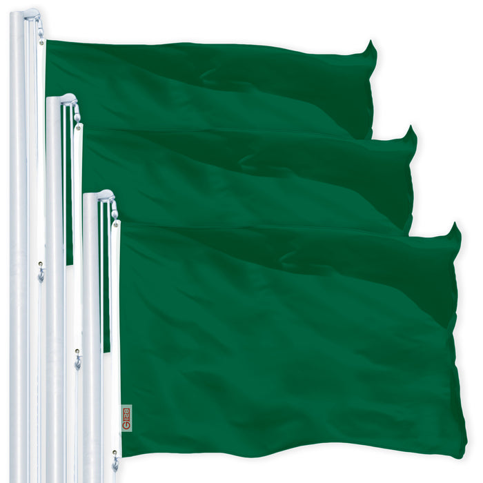 Solid Dark Green Color Flag 3x5 Ft 3-Pack Printed 150D Polyester By G128