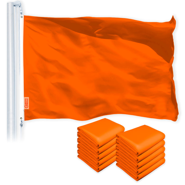 G128 10 Pack: Solid Orange Color Flag | 4x6 Ft | LiteWeave Pro Series Printed 150D Polyester | Indoor/Outdoor, Vibrant Colors, Brass Grommets