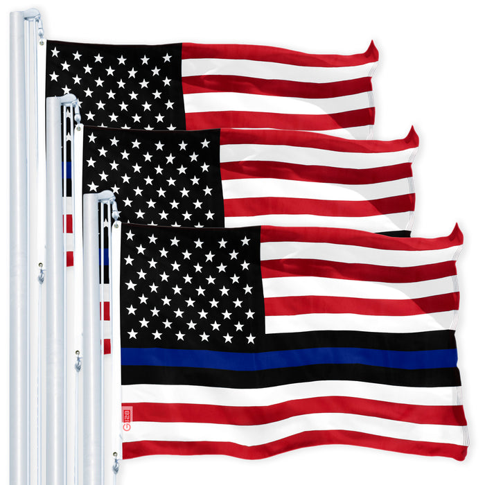 Police Blue Lives Matter Flag 3x5 Ft 3-Pack Printed 150D Polyester By G128