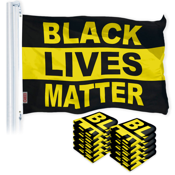 Black Lives Matter (Black/Yellow) Flag 3x5 Ft 10-Pack Printed 150D Polyester By G128