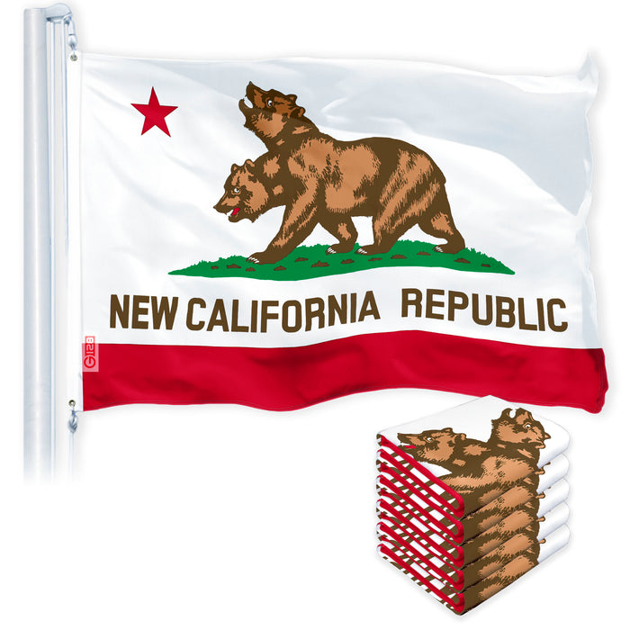California CA Double Headed Bear Flag 3x5 Ft 5-Pack 150D Printed Polyester