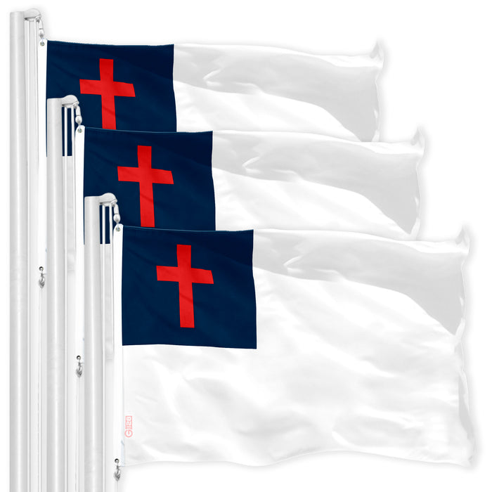 Christian Flag 3x5 Ft 3-Pack Printed 150D Polyester By G128