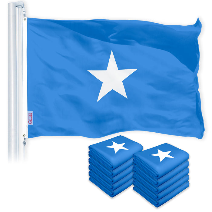 G128 10 Pack: Somalia (Somali) Flag | 3x5 feet | Printed 150D Indoor/Outdoor, Vibrant Colors, Brass Grommets, Quality Polyester, Much Thicker More Durable Than 100D 75D Polyester
