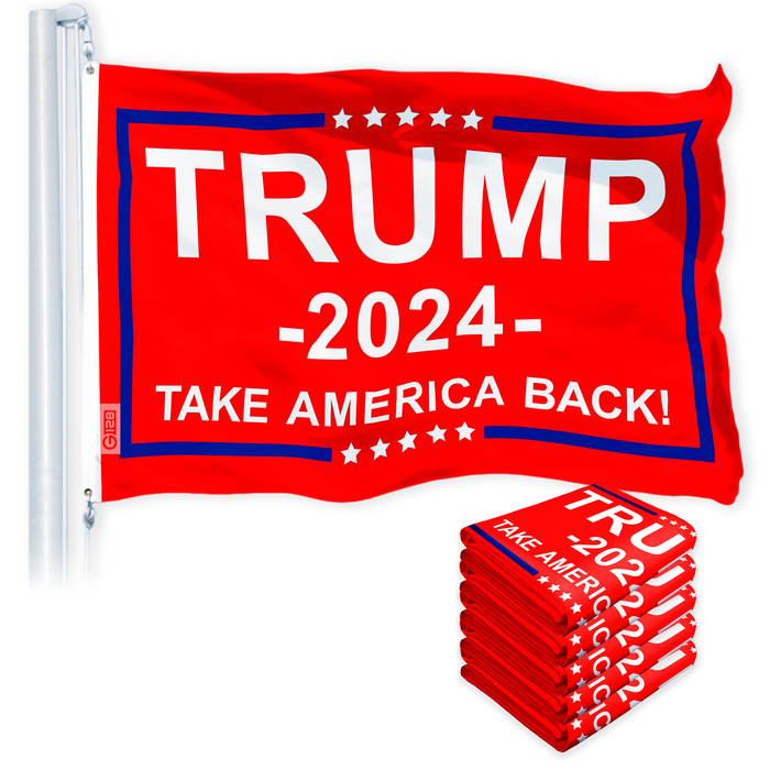 G128 5-Pack: Trump 2024 "Take America Back" Red Flag 3x5 FT 150D Polyester