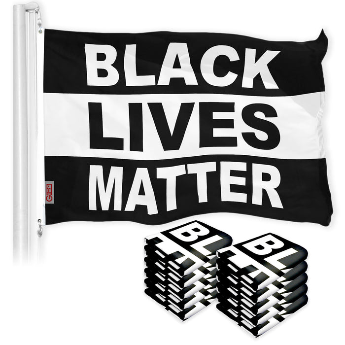 Black Lives Matter (Black/White) Flag 3x5 Ft 10-Pack Printed 150D Polyester By G128