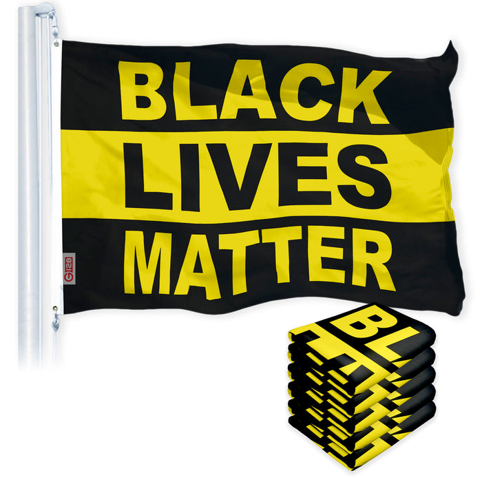 Black Lives Matter (Black/Yellow) Flag 3x5 Ft 5-Pack Printed 150D Polyester By G128