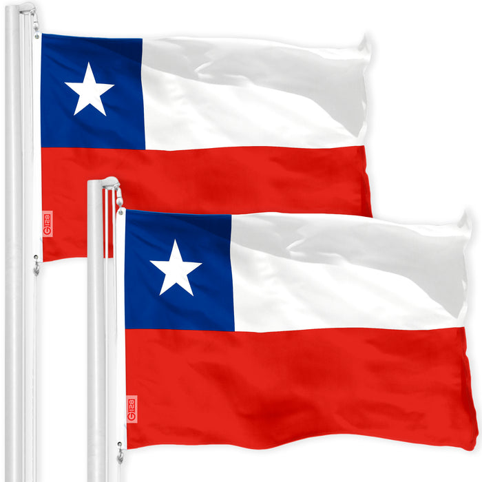 Chile Chilean Flag 3x5 Ft 2-Pack 150D Printed Polyester By G128
