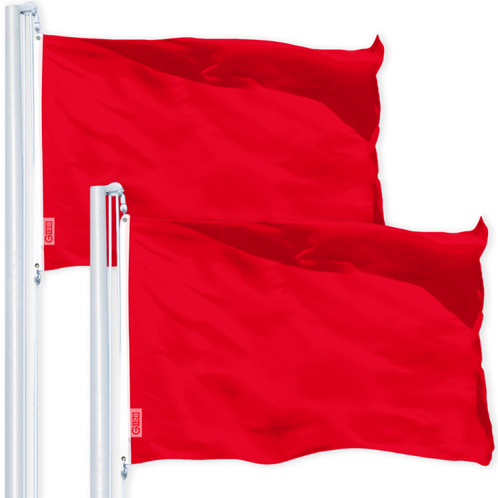 Solid Red Color Flag 3x5 Ft 2-Pack Printed 150D Polyester By G128