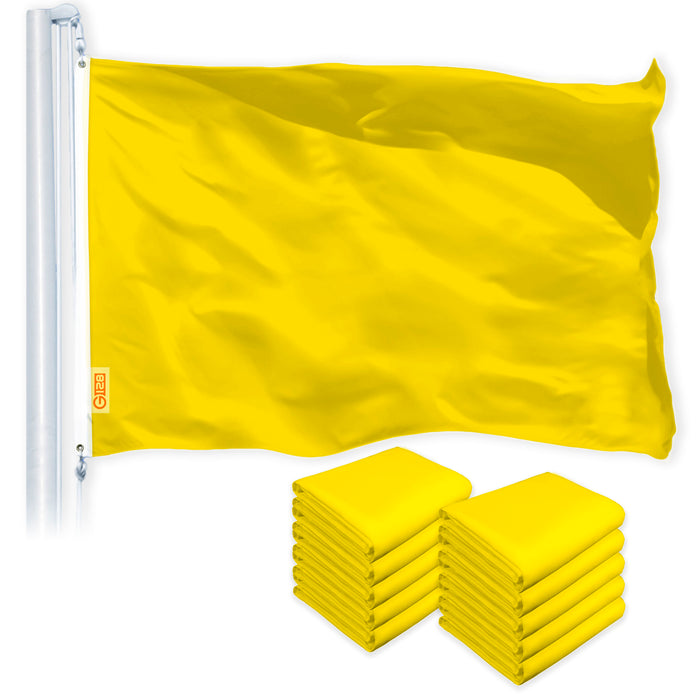 Solid Yellow Color Flag 3x5 Ft 10-Pack Printed 150D Polyester By G128