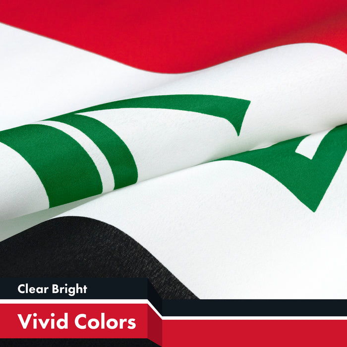 G128 2 Pack: Iraq (Iraqi) Flag | 3x5 feet | Printed 150D Indoor/Outdoor, Vibrant Colors, Brass Grommets, Quality Polyester, Much Thicker More Durable Than 100D 75D Polyester