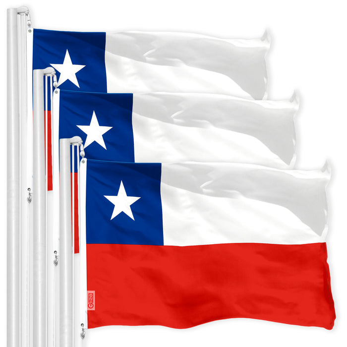 Chile Chilean Flag 3x5 Ft 3-Pack 150D Printed Polyester By G128