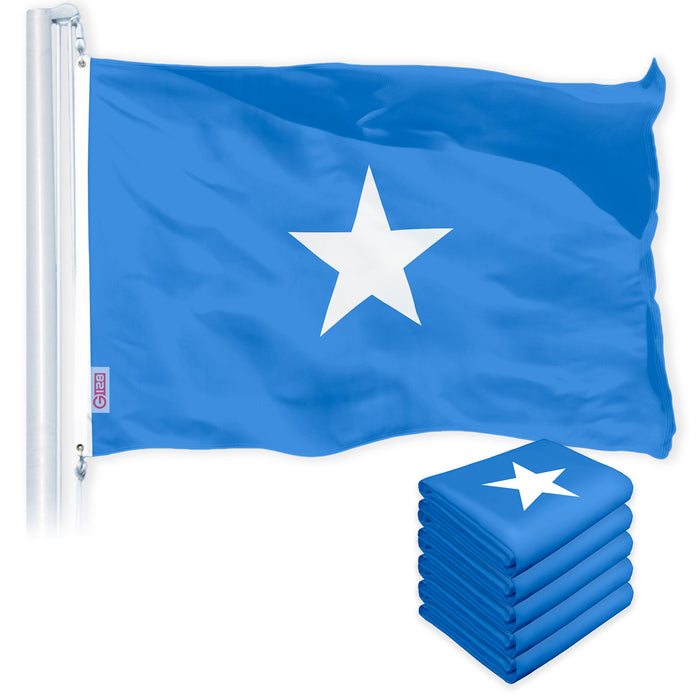 G128 5 Pack: Somalia (Somali) Flag | 3x5 feet | Printed 150D Indoor/Outdoor, Vibrant Colors, Brass Grommets, Quality Polyester, Much Thicker More Durable Than 100D 75D Polyester