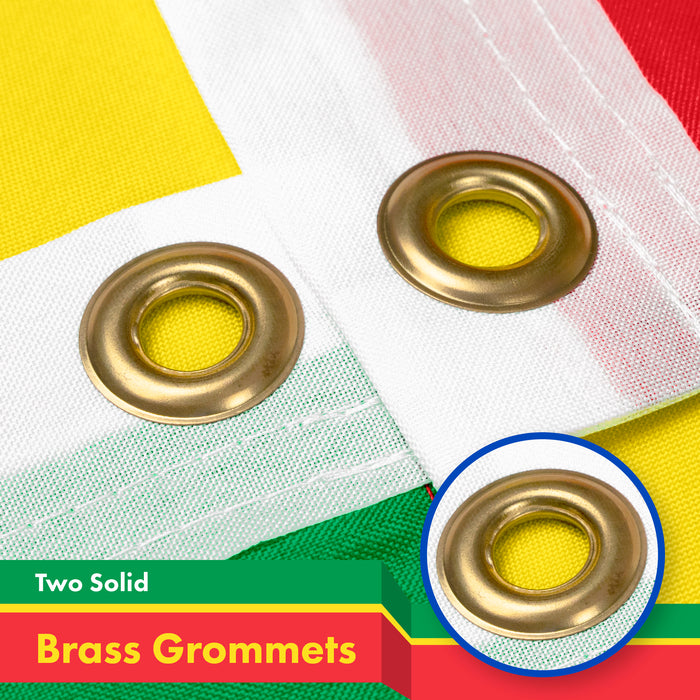 G128 3 Pack: Ethiopia (Ethiopian) Flag | 3x5 feet | Printed 150D Indoor/Outdoor, Vibrant Colors, Brass Grommets, Quality Polyester, Much Thicker More Durable Than 100D 75D Polyester