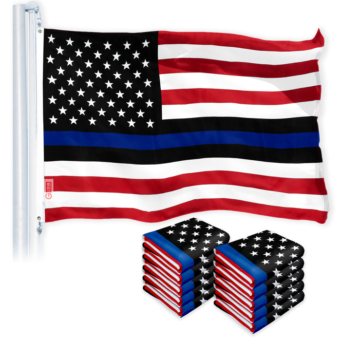 Police Blue Lives Matter Flag 3x5 Ft 10-Pack Printed 150D Polyester By G128