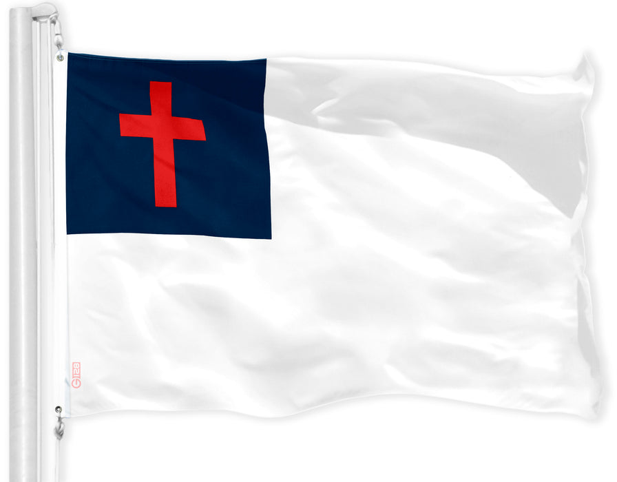 G128 Christian Flag | 2x3 Ft | LiteWeave Pro Series Printed 150D Polyester | Religious Flag, Indoor/Outdoor, Vibrant Colors, Brass Grommets, Thicker and More Durable Than 100D 75D Polyester