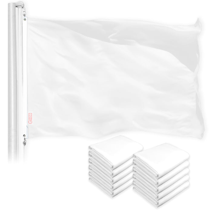 Solid White Color Flag 3x5 Ft 10-Pack Printed 150D Polyester By G128