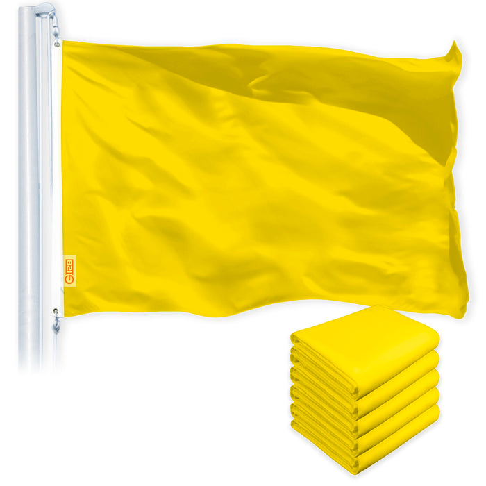 G128 5 Pack: Solid Yellow Color Flag | 4x6 Ft | LiteWeave Pro Series Printed 150D Polyester | Indoor/Outdoor, Vibrant Colors, Brass Grommets