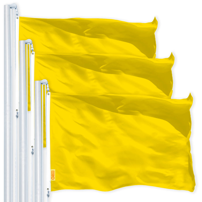 Solid Yellow Color Flag 3x5 Ft 3-Pack Printed 150D Polyester By G128