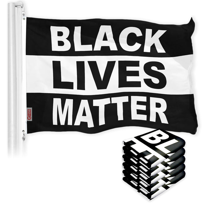 Black Lives Matter (Black/White) Flag 3x5 Ft 5-Pack Printed 150D Polyester By G128