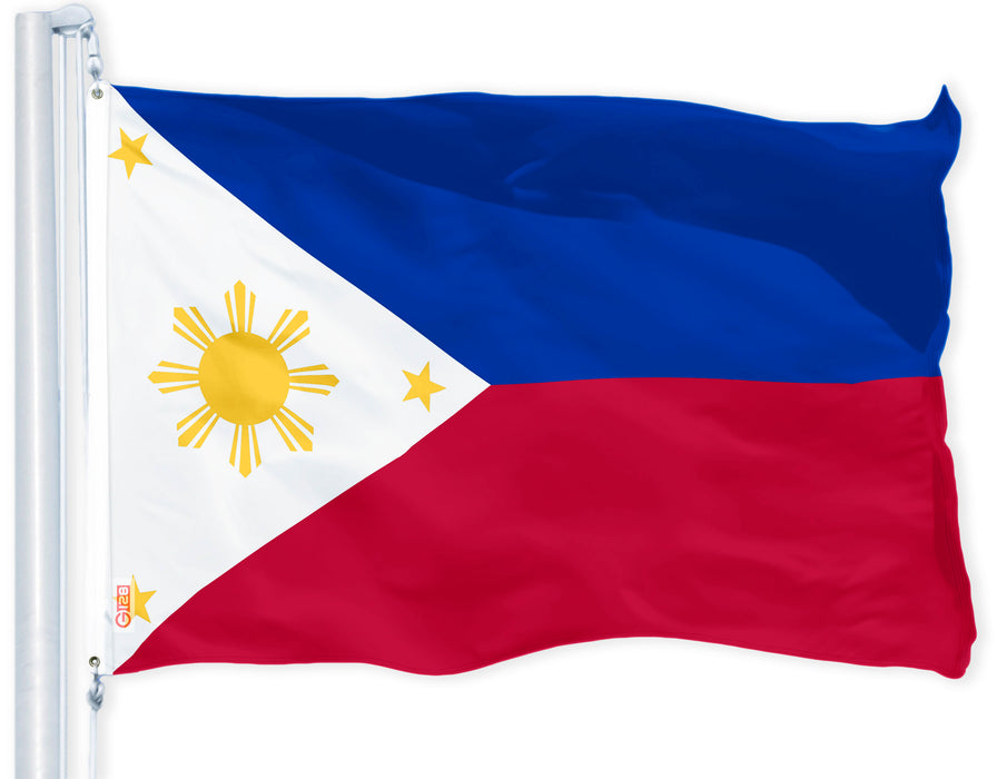 Philippines (Philippine) Flag | 3x5 feet | Printed 150D, Indoor/Outdoor, Vibrant Colors, Brass Grommets, Quality Polyester, Much Thicker More Durable Than 100D and 75D Polyester