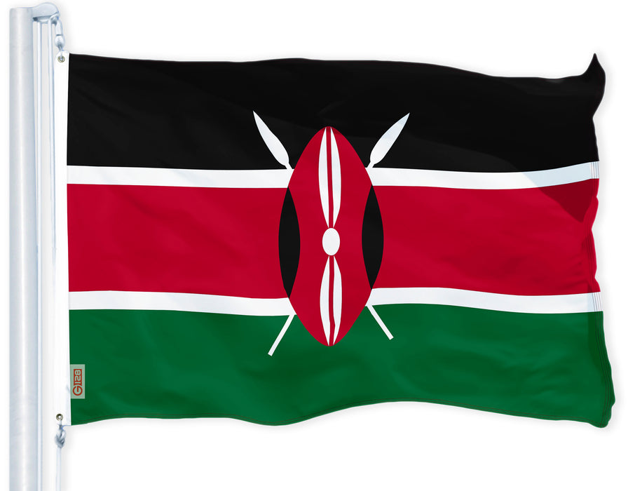 Kenya (Kenyan) Flag | 3x5 feet | Printed 150D, Indoor/Outdoor, Vibrant Colors, Brass Grommets, Quality Polyester, Much Thicker More Durable Than 100D and 75D Polyester