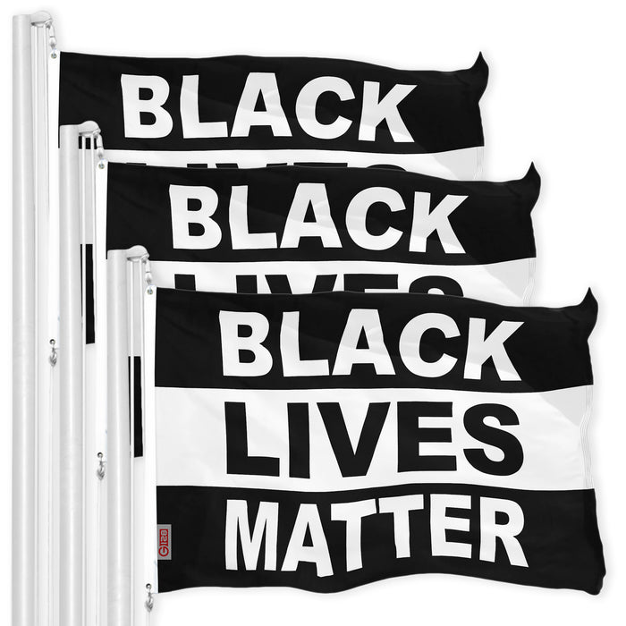 Black Lives Matter (Black/White) Flag 3x5 Ft 3-Pack Printed 150D Polyester By G128