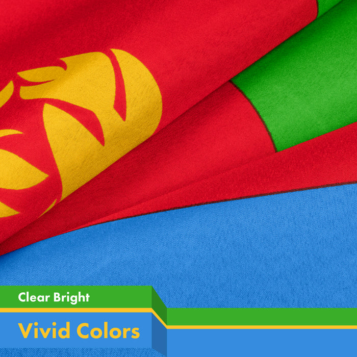 G128 3 Pack: Eritrea (Eritrean) Flag | 3x5 feet | Printed 150D Indoor/Outdoor, Vibrant Colors, Brass Grommets, Quality Polyester, Much Thicker More Durable Than 100D 75D Polyester