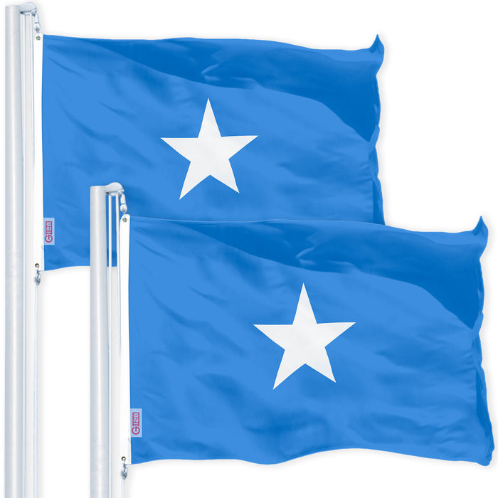 G128 2 Pack: Somalia (Somali) Flag | 3x5 feet | Printed 150D Indoor/Outdoor, Vibrant Colors, Brass Grommets, Quality Polyester, Much Thicker More Durable Than 100D 75D Polyester