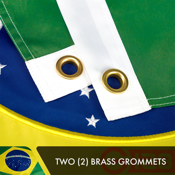 Brazil Brazilian Flag 3x5 Ft 3-Pack Double-sided Embroidered Polyester By G128