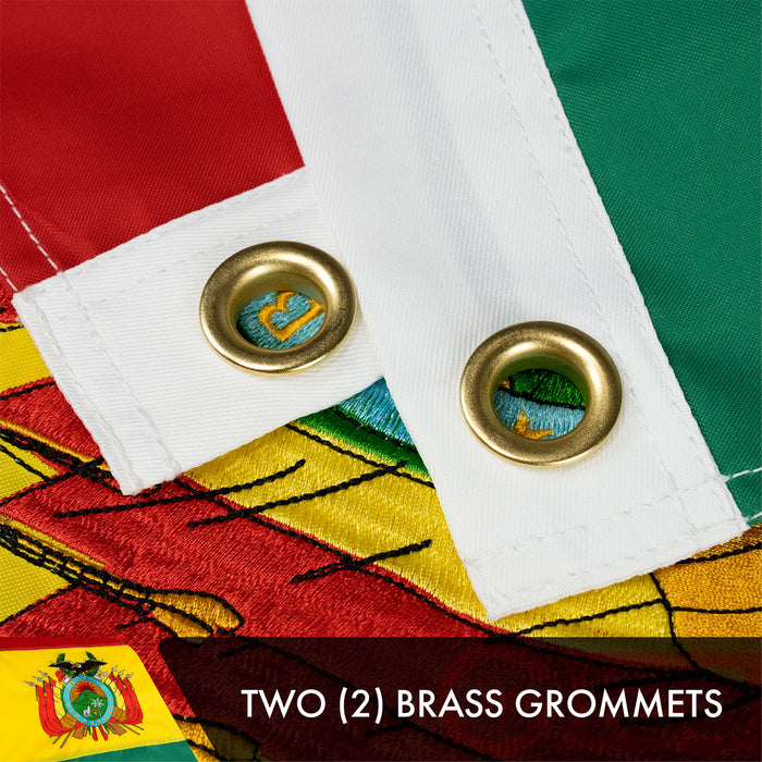 Bolivia Bolivian Flag 3x5 Ft 3-Pack Double-sided Embroidered Polyester By G128